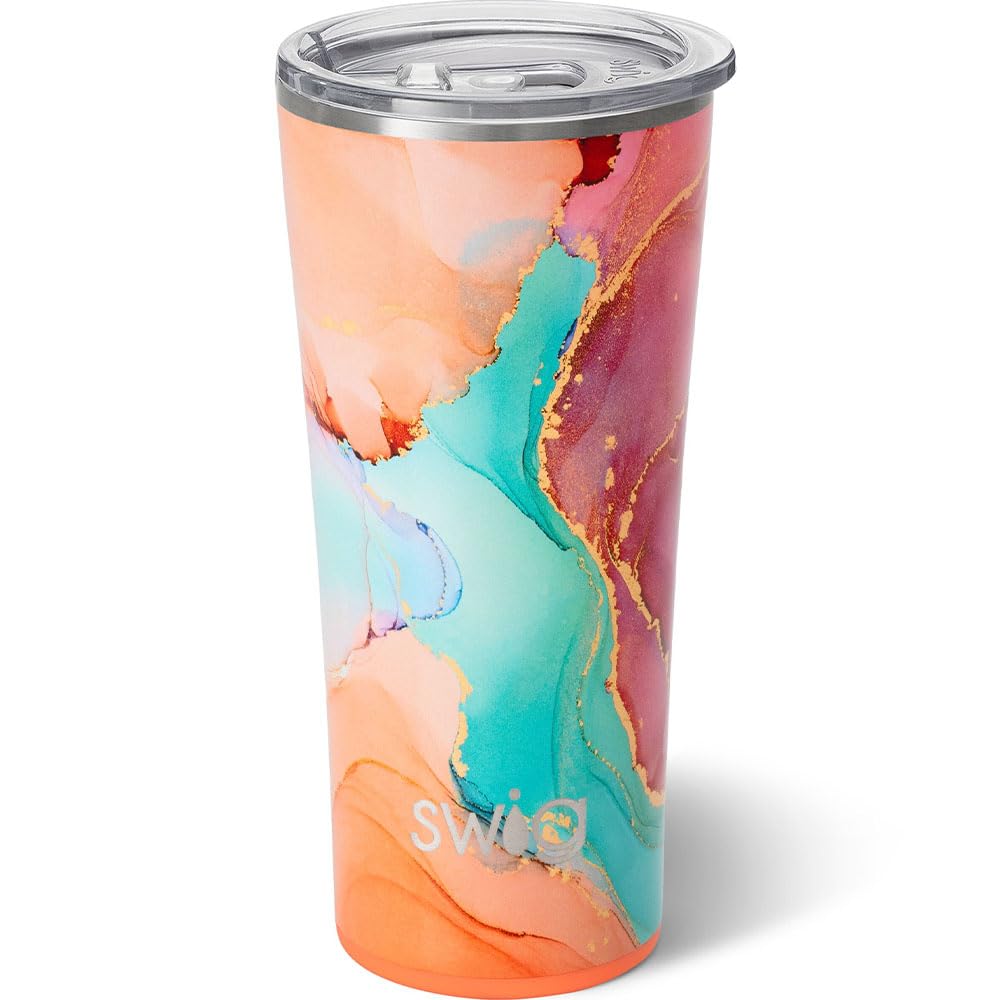 Swig Life 22oz Insulated Tumbler, Travel Coffee Tumbler with Lid, Cup Holder Friendly Travel Coffee Mug, Stainless Steel (Dreamsicle) Image