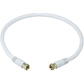 RG6 Quad Shield CL2 - Cable coaxial con conector tipo F Blanco
