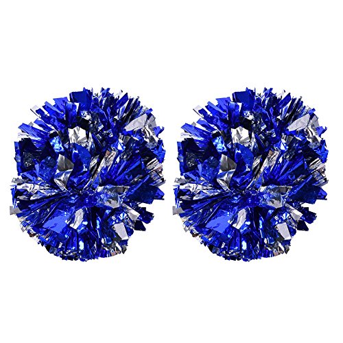 Duokon Cheerleader Aerobics Pom Poms Pompoms for Dance Party School Sports Competition (Silver Blue) Only 1