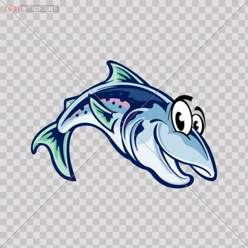 Decal Sticker Salmon Poster For Marine Vessel Car Window Wall Art Decor Doors Helmet Truck Motorcycle Note Book Mobile Laptop Glass Size: 5 X 3.4 Inches Vinyl color print