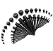 ORAZIO 36Pcs Acrylic Ear Stretching Taper and Tunnel Set -14G to 00 Gauge Black Tone
