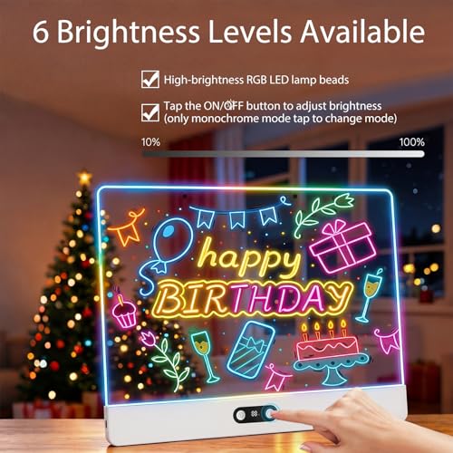 Rechargeable LED Drawing Board for Children with RGB Lights, Large Acrylic Light Mat 35 x 26 cm, 8 Static Colours & 3 Dynamic Modes, Hidden Support for Tracing and Art, White