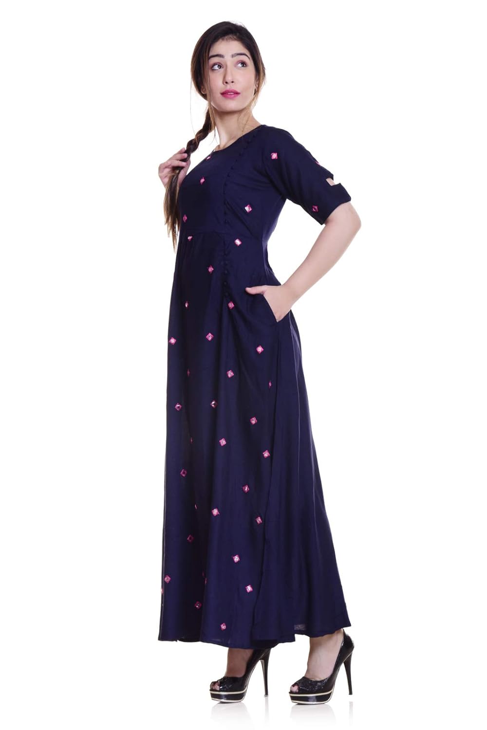 fashona women's long embroidered kurti