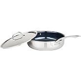 Viking 4-Ply Deep Frying Pan with Lid, 4.5 Quart Laser Clad Titanium Performance Ti Saute Cooking Pot, Dishwasher and Oven Safe, Induction Ready, Blue/Silver