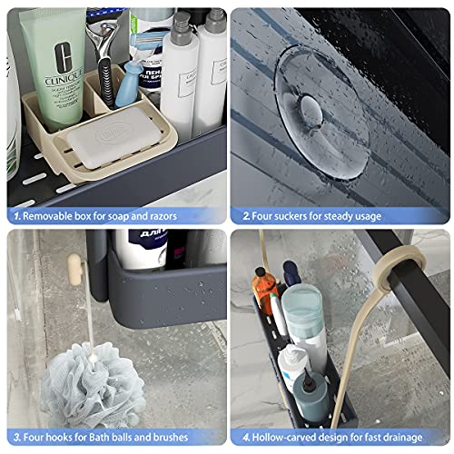 ADOVEL Shower Caddy Hanging, 2 in 1 Shower Head Caddy Organizer