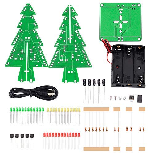 IS icstation 3D Christmas Tree DIY Soldering Kits, Xmas Electronic