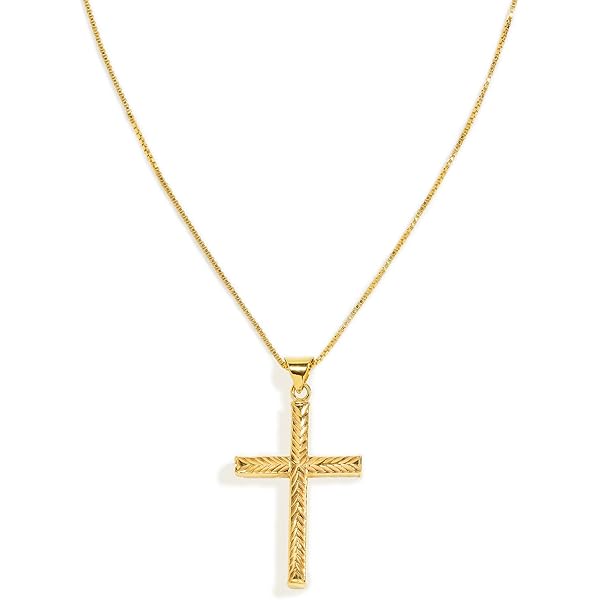 ALRNBY Gold Silver Layered Cross Necklace For Women Dainty Simple Cross Pendant Faith Jewelry Men Gift (Gold