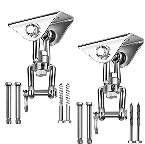 Awroutdoor Heavy Duty Swing Hangers,Set of 2 Stainless Steel 360°Swivel Hammock Hooks with Hinged Bolt 1000LB Capacity for Concrete Wooden Sets Playground Porch Indoor Outdoor Seat Trapeze Yoga,GYM