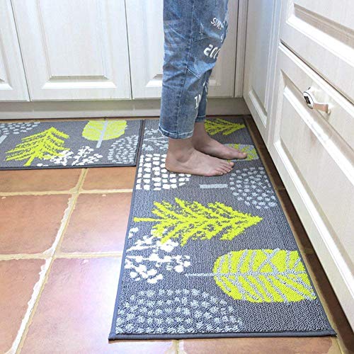 HEBE Kitchen Rug Sets 2 Piece with Runner Non Skid Machine Washable 18