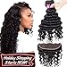 Star Show Brazilian Hair Bundles with Frontal Closure Loose Deep Wave Bundles with Closure Ear to Ear 100% Human Hair Extensions 14 16 18 with 14 Inch Frontal