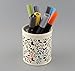 Leegoal Hollow Rose Flower Pattern Metal Pen Pencil Pot Holder Organizer