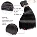 Beauhair Straight Hair Bundles with Closure Brazilian Straight Virgin Hair 3 Bundles with Lace Closure Free Part Human Hair Extensions Natural Black Color (16/18/20+16 Inch, Bundles with Closure)