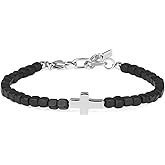 GAVU Men's Crystal Beaded Bracelet, Cross Charm Bracelet Cross Bracelet for Men