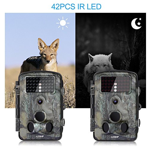 LESHP Game and Trail Camera 12MP 1080P HD With Time Lapse 65ft 120Â° Wide Angle Infrared Night Vision 42pcs IR LEDs Waterproof IP66 2.4" LCD Screen Scouting Camera Deer Camera Digital Surveillance