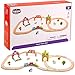 Wooden Train Tracks Set Toys for Boys and Girls 3 Years Old & Up 41 PCS Train Set Toy for Kids - 3 Magnetic Trains, 21 Wood Tracks, 1 Bridge, With Animals - Best Gift For Toddlers