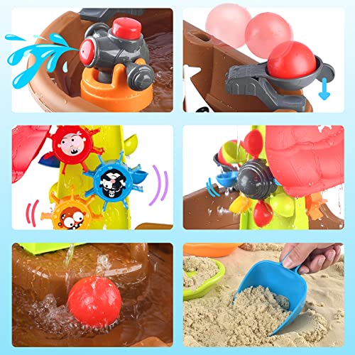 Sand Water Table,Pirate Ship Adventure Playset with Music,Sounds and
