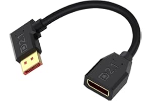 Duttek 16K 40Gbps Right Angle DisplayPort 2.1 Cable 6Inch/15cm, Gold-Plated Short DP to DisplayPort Extension Cable for 8K/120Hz, 4K/240Hz Monitor, MacBook Pro, PS5