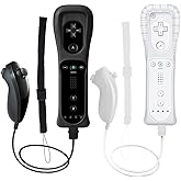 Tevodo Wii Remote Controller, 2 Packs Upgrade Wii Wireless Controller Compatible with Wii Wii U Console (White and Black)