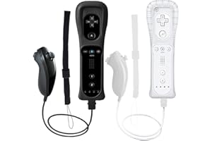 Tevodo Wii Remote Controller, 2 Packs Upgrade Wii Wireless Controller Compatible with Wii Wii U Console(Whtie and Black)