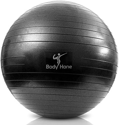 Best Core Strengthening High-Grade Exercise Ball - Extra Thick Anti-Burst -Tested at 1,100lbs - Non-Toxic PVC Material - Includes Foot Pump (Black, 65cm)
