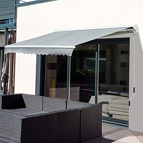 Outsunny Markise mit Handkurbel, Gelenkarmmarkise, Elektrisch/Manuell, mit Fernbedienung, Sonnenschutz, Wandmontage… – Bild 3