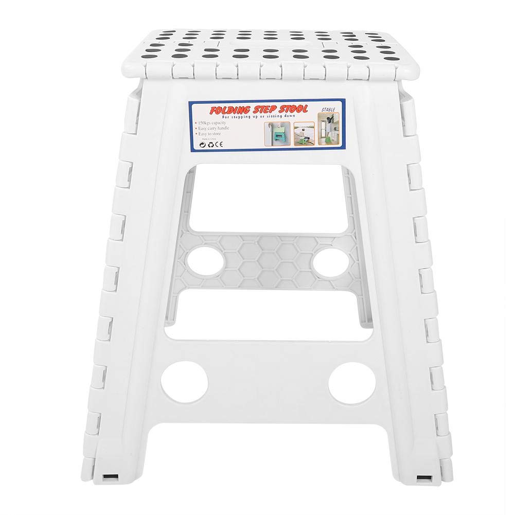 Plastic Stool Portable Foldable Step Stool for Indoor Hiking Fishing(White)