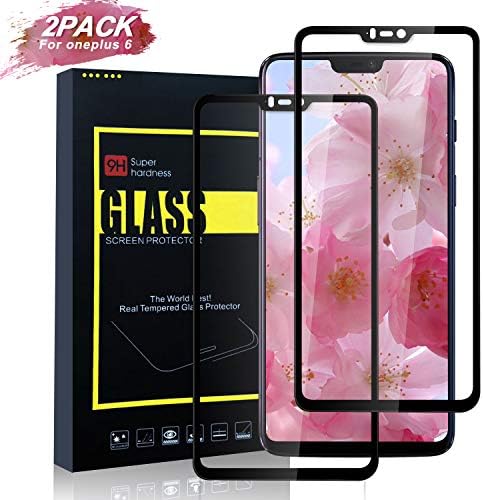 KCEN OnePlus 6 Screen Protector Glass [2 Pack], Full Coverage HD Tempered Glass Anti-Scratch Bubble-Free Screen Protector for OnePlus 6