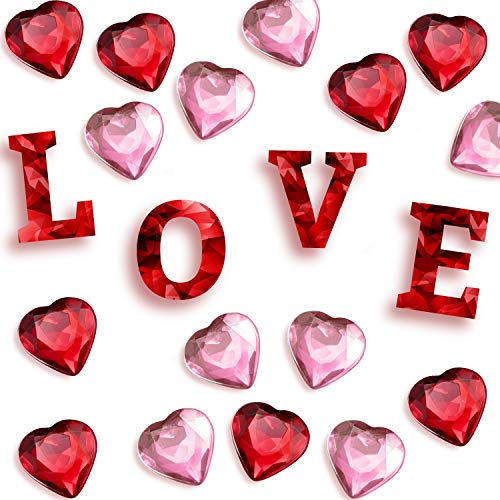 image for Chengu Red/Pink Acrylic Heart for Valentines Day, Wedding Heart Table 