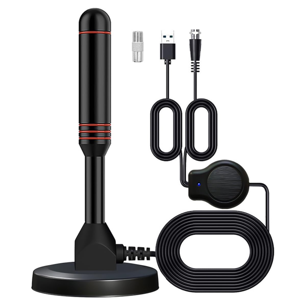 Alnicov TV Aerial Portable HD Digital TV Aerial Indoor Long Range Reception with Signal Booster and Magnetic Base
