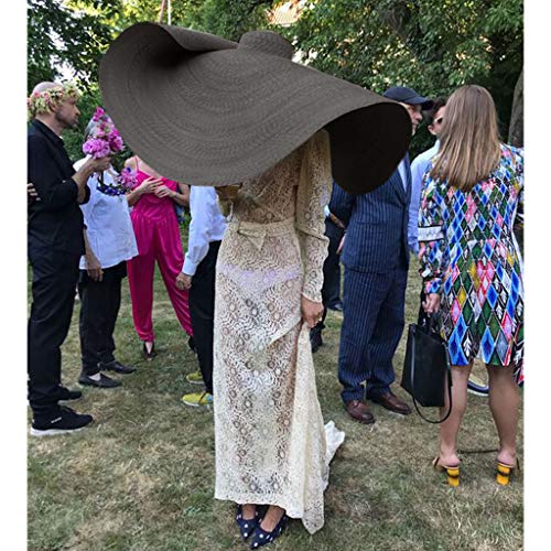 Fashion Large Sun Hat Beach Anti-UV Sun Protection Foldable Straw Cap Cover Up ... (Black)