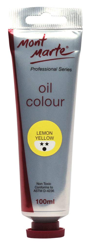 MONT MARTE Premium Oil Paint, 100ml (3.4oz), Lemon Yellow, Good Coverage, Excellent Tinting Strength