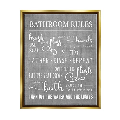 Stupell Industries Bathroom Rules List Sign Floating Framed Wall Art, Design by…