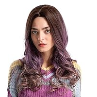 DDgrin Hair Temperature Synthetic Wig Female Headless Wave Cosplay Hair Wig Dyed in Long Curly Hair Wig Purple + Hair net