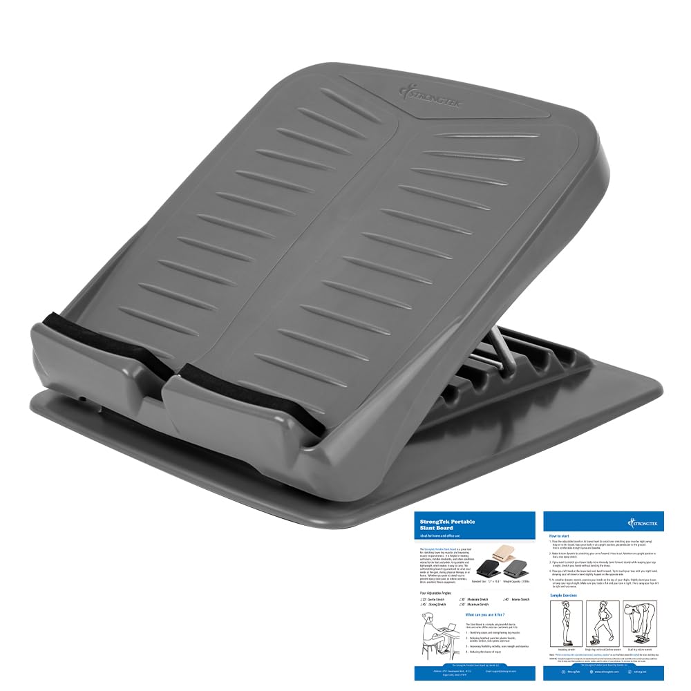 Photo 1 of StrongTek Plastic Calf Stretch Board, Slant Board for Stretching, 5-Level Adjustable Incline, Durable ABS Material, Non-Slip Surface for Physical Therapy & Flexibility Training