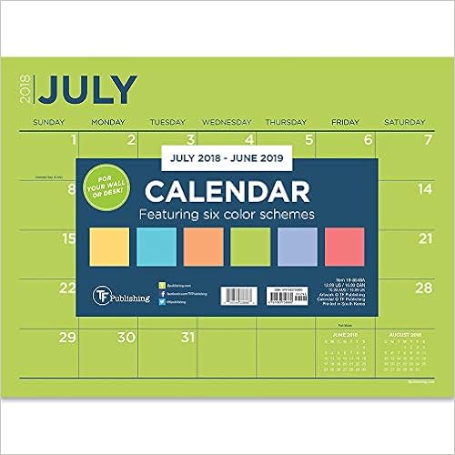 TF Publishing 19-8548A July 2018 - June 2019 Color Collection Mini Desk Pad Calendar, 12 x 9