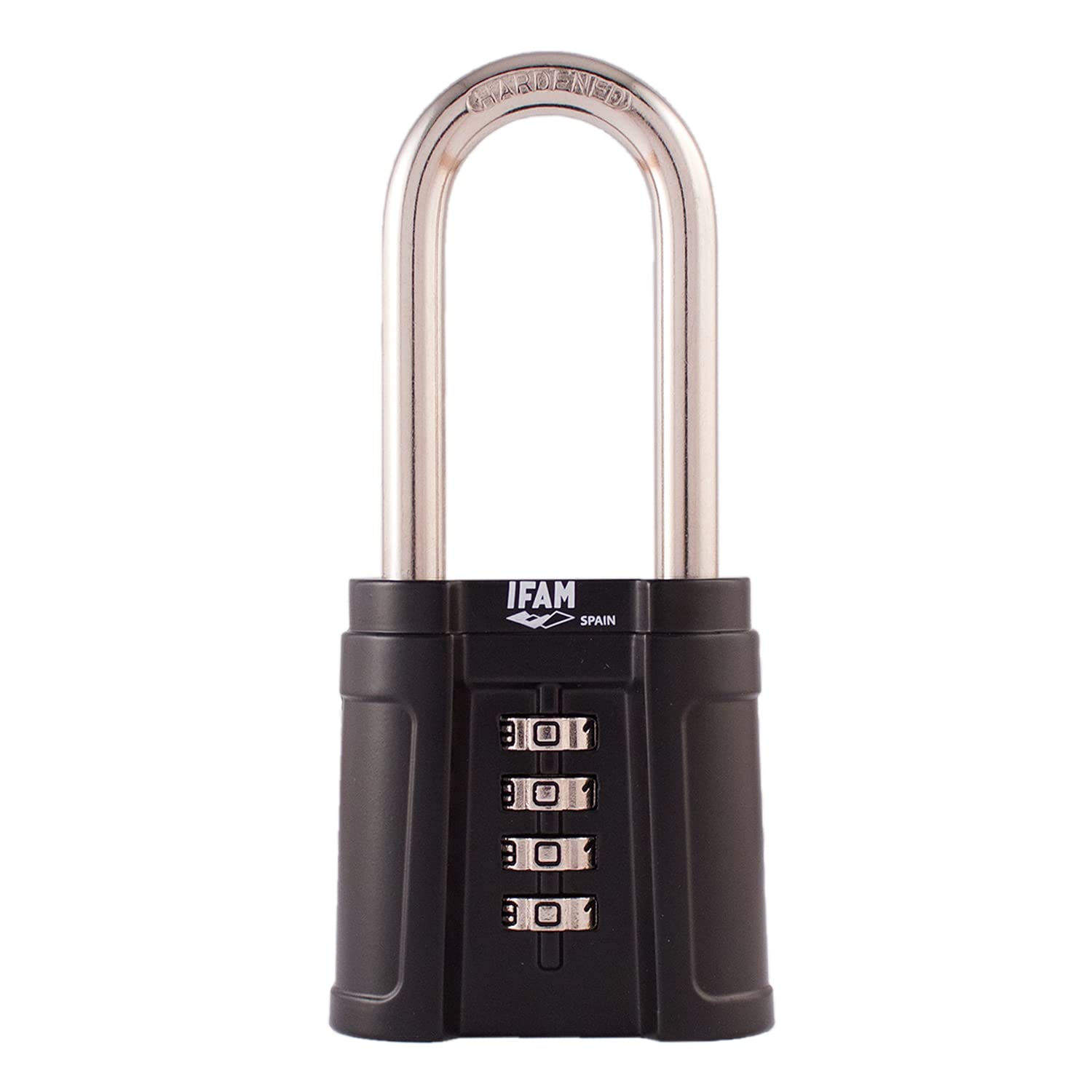 IFAM Combination Padlock, Black Force AL Model, Anti-Corrosion Coating, Double Anchor System, Outdoor Use, Anti Shock, Hardened Steel Arch, Maximum Security Level, Black