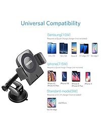 ROBOQI Cargador de coche inalámbrico rápido automático, con certificado Qi Robotic Car Mount, soporte de ventilación de aire, compatible con iPhone Xs XS MAX XR X 8 8 + y Samsung Galaxy Note 9 S9 S8.