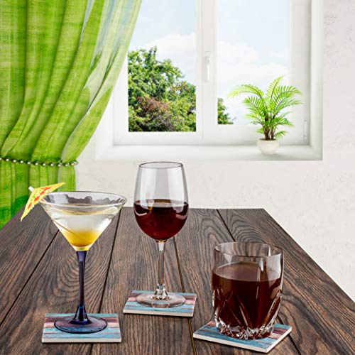 Absorbent Ceramic Stone Coasters for Drinks Nautical Beach Theme Drink