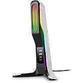 IFYOO RGB Gaming Headset Stand with 2 USB and 1 Type-C Ports, Game Headphone Mount for PC Computer, Xbox One, Xbox Series S/X, PS5, PS4, Earphone Holder Hanger, Desk Gamer Accessories, Black&White