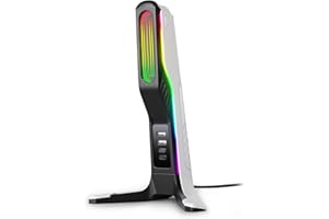 IFYOO RGB Gaming Headset Stand with 2 USB and 1 Type-C Ports, Game Headphone Mount for PC Computer, Xbox One, Xbox Series S/X, PS5, PS4, Earphone Holder Hanger, Desk Gamer Accessories, Black&White