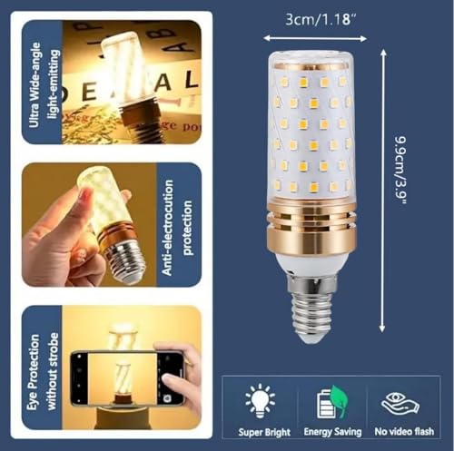 E14 LED Bulb (10 Packs) 3 Color Changing to Daylight | Warm White | Cool White, 16W Equivalent to 120W Incandescent Bulb & 90% Electricity Bill Saving, uses for Chandliers, Wall & Table Lamps etc.