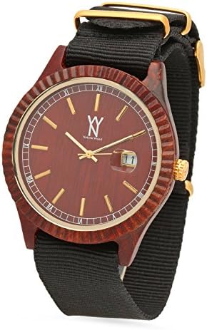 Men's Natural Wood Watch With Gold Hardware and Black Nylon Strap