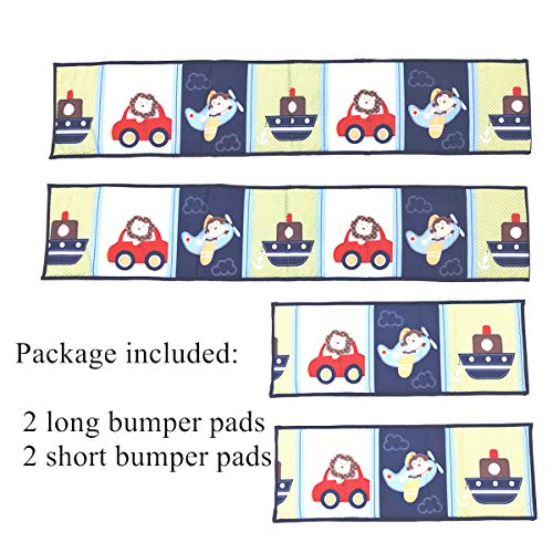 Amomo Crib Bumpers Breathable Baby Bumper Pads 4 Piece for Baby Girl Boy (Blue-Plane)