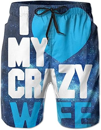 I Love My Crazy Wife Couple Men's Beach Shorts Printing Quick Dry Swim Wear