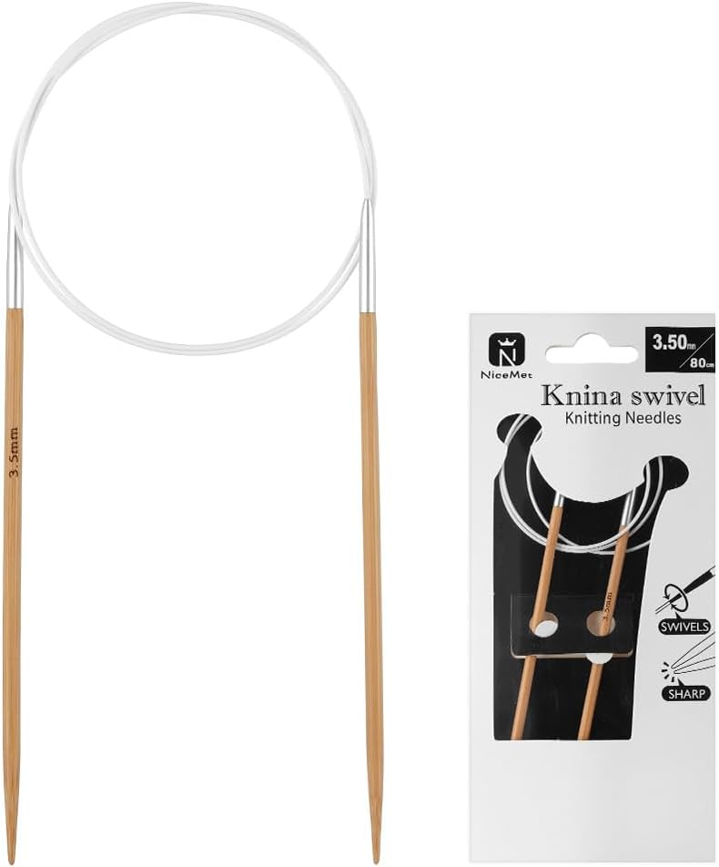 32 Inch (80cm) Bamboo Circular Knitting Needles Size US 4 (3.5mm) Round Knitting Needle for Hats, Socks, Baby Booties &amp; Sweat