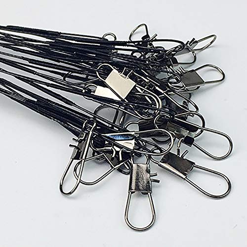 ETbotu Fishing Tools Fishing Line Steel Wire Leader with Swivel and Snap 20Pcs/Pack