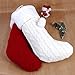 OurWarm 2pcs Knit Christmas Stockings, 18 Inch Large Rustic Cable Knit Christmas Stockings with Pom Pom for Christmas Decorations (Cream and Burgundy)