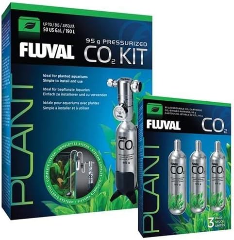 VASCA Hagen Fluval Pressurized CO2 Kit w/ 3 Replacement Cartridge Bundle (95g)