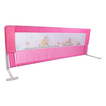 Bettgitter Bettschutzgitter Klappbar Tragbares Faltbar bettschutzgitter für Baby Kinder 180 cm/ 150 cm (Rosa/Blau) (Rosa 180 
