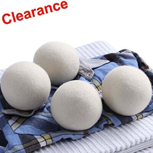 Extra Large Organic Reusable Natural Fabric Softener Conditioner Premium 100% Pure Wool Dryer Balls,Zero Harsh Chemicals,Suit for Sensitive Skin People and Baby (4 Packs)